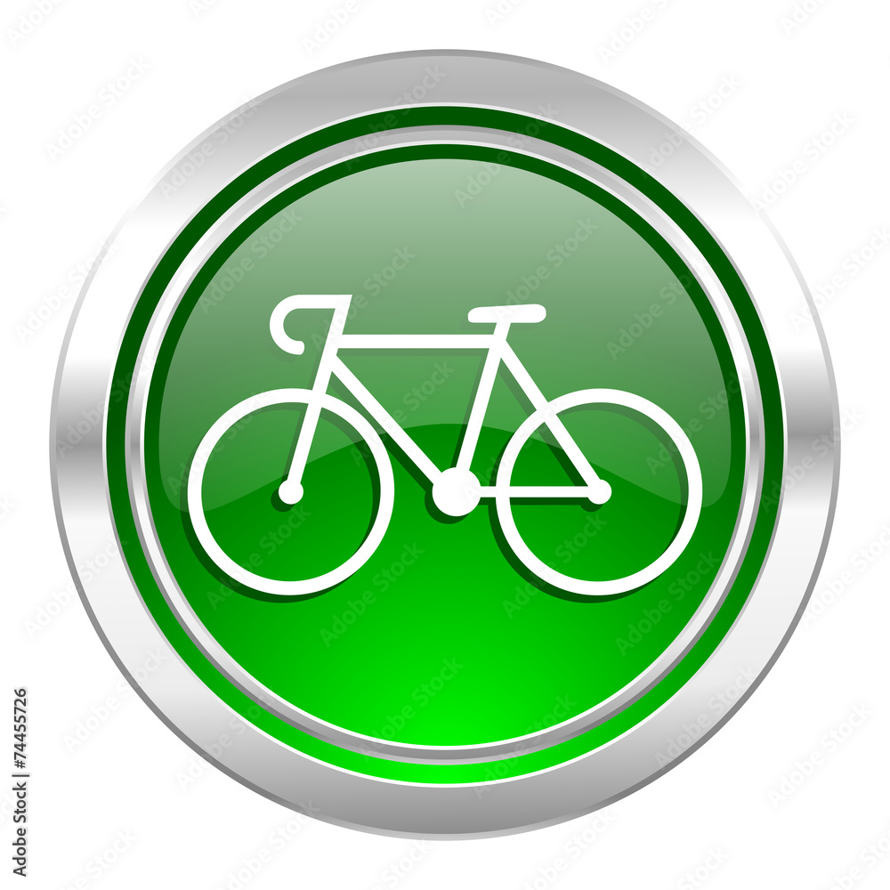 bicycle icon, green button, bike sign