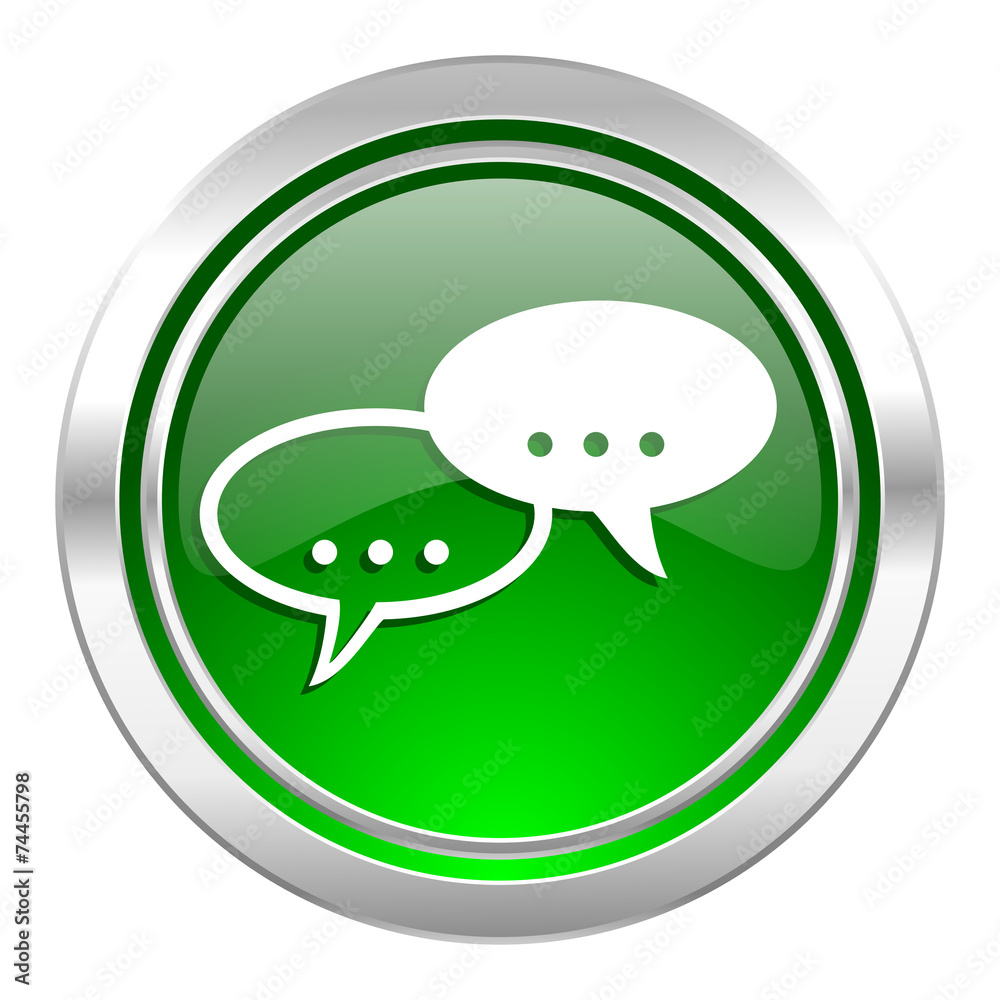 forum icon, green button, chat symbol, bubble sign forum icon, green button, chat symbol, bubble sign