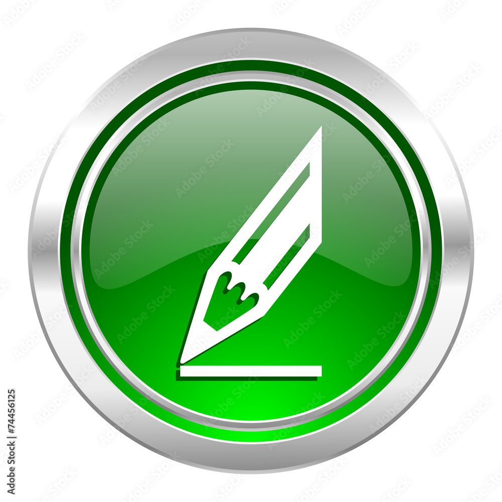 pencil icon, green button, draw sign pencil icon, green button, draw sign