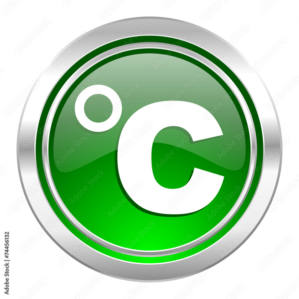 celsius icon, green button, temperature unit sign celsius icon, green button, temperature unit sign