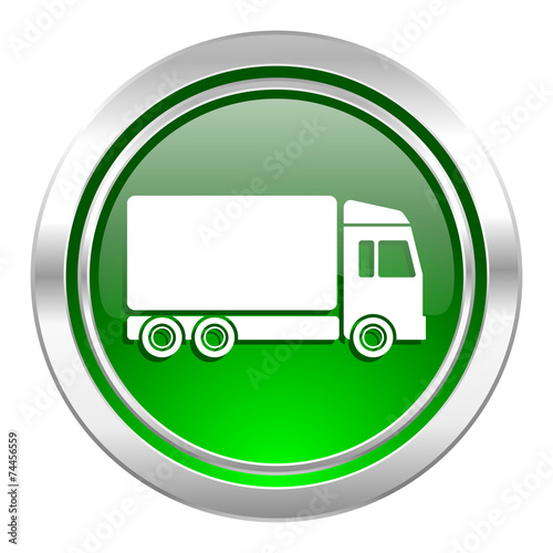 delivery icon, green button, truck sign © Alex White