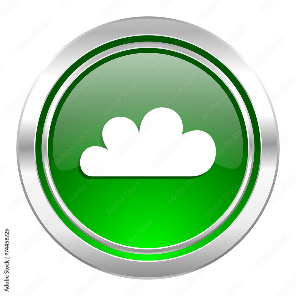 cloud icon, green button, waether forecast sign cloud icon, green button, waether forecast sign