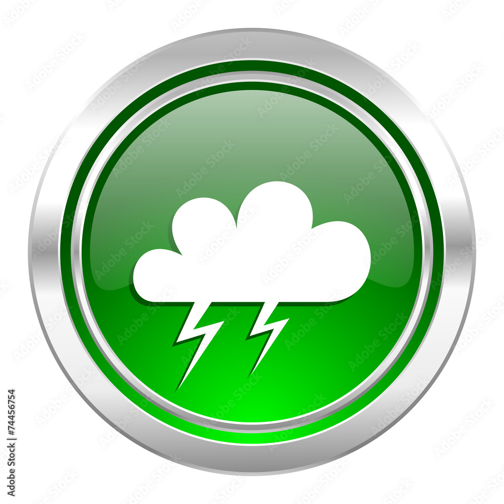 storm icon, green button, waether forecast sign storm icon, green button, waether forecast sign
