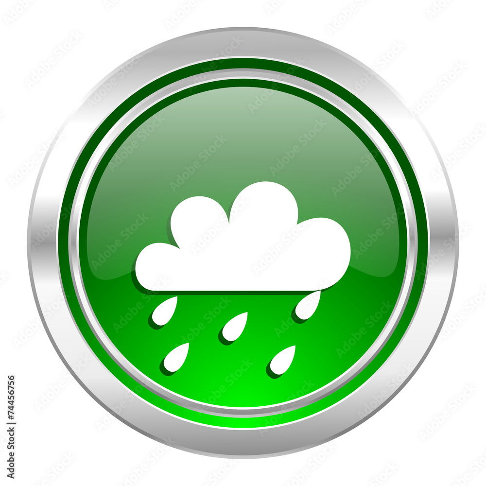 rain icon, green button, waether forecast sign rain icon, green button, waether forecast sign