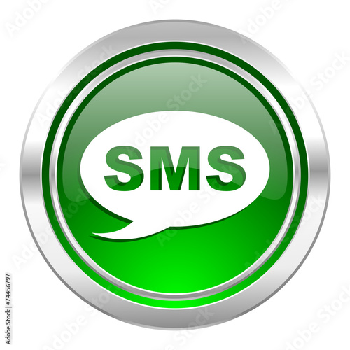 sms icon, green button, message sign