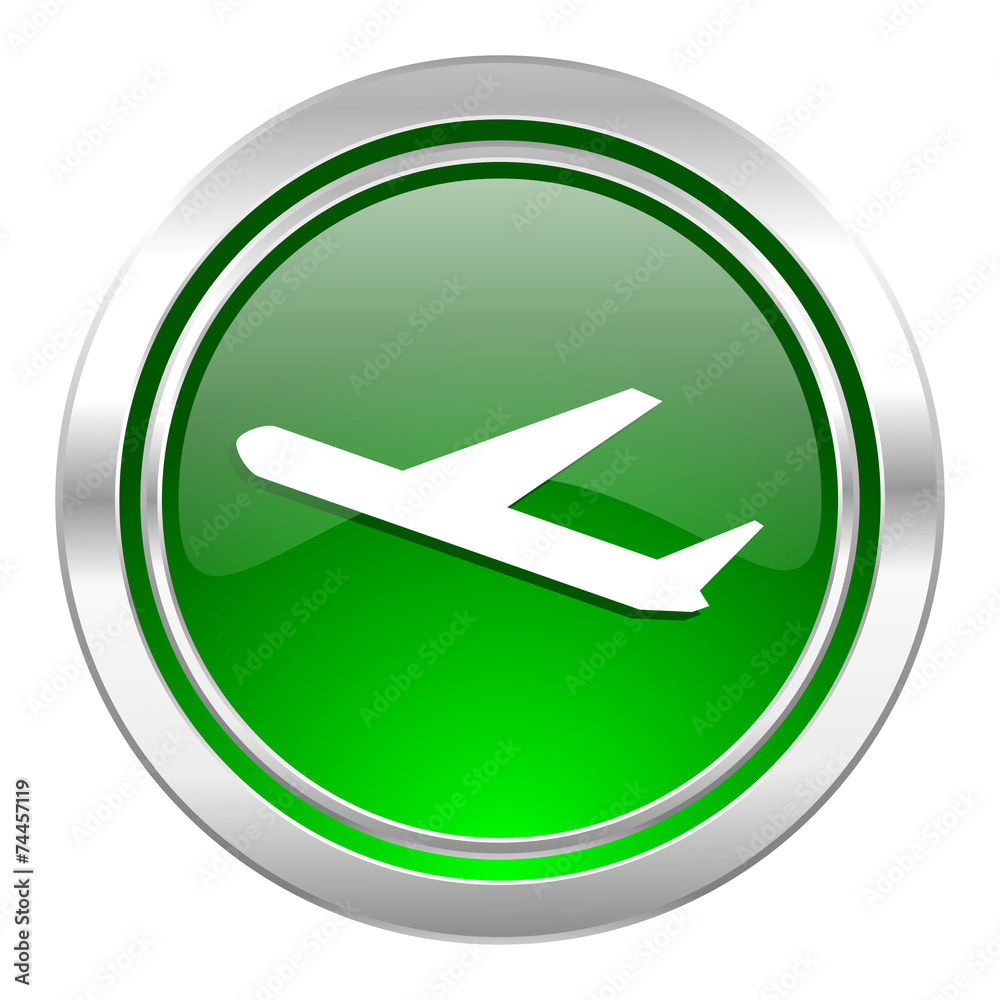deparures icon, green button, plane sign deparures icon, green button, plane sign