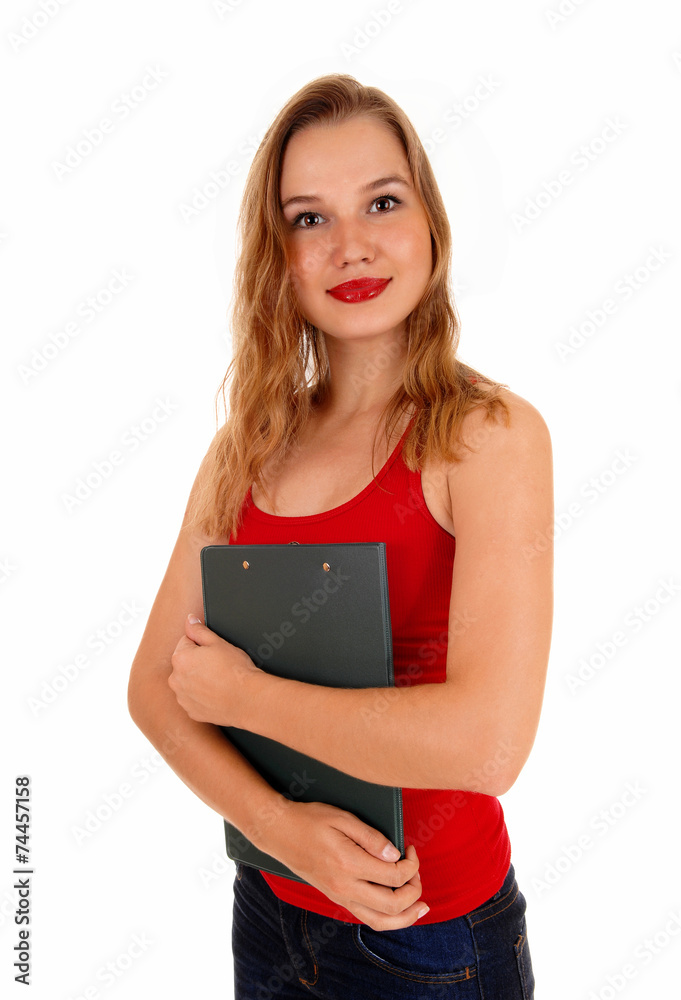 Woman holding her pat. Woman holding her pat.