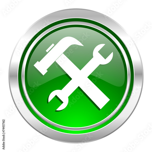 tools icon, green button, service sign