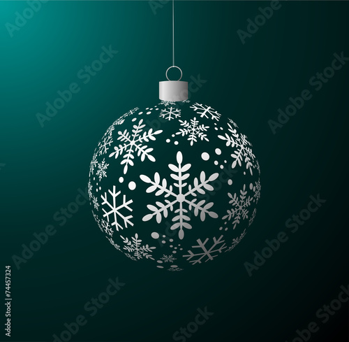 Vector Christmas ball on green background