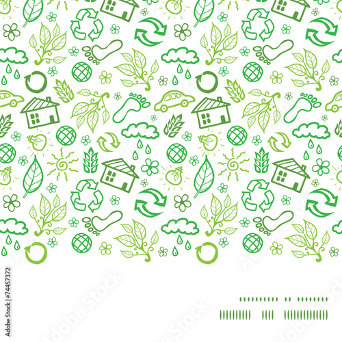 Vector ecology symbols horizontal frame seamless pattern