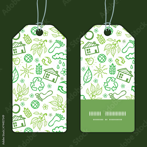 Vector ecology symbols vertical stripe frame pattern tags set
