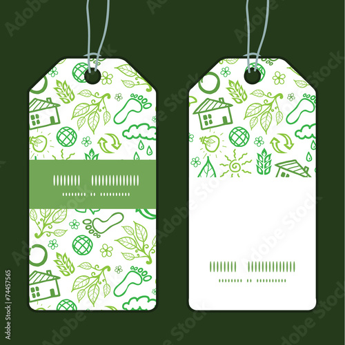 Vector ecology symbols vertical stripe frame pattern tags set