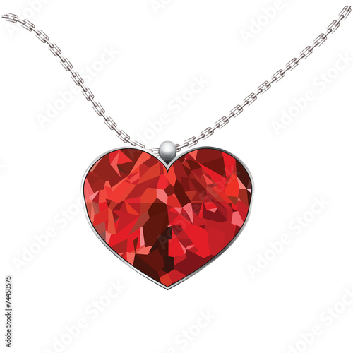 Valentine's Day heart pendant isolated on white background
