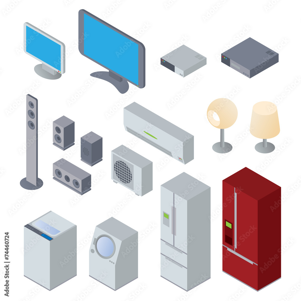 Home Appliances and Electronics illustration, vector