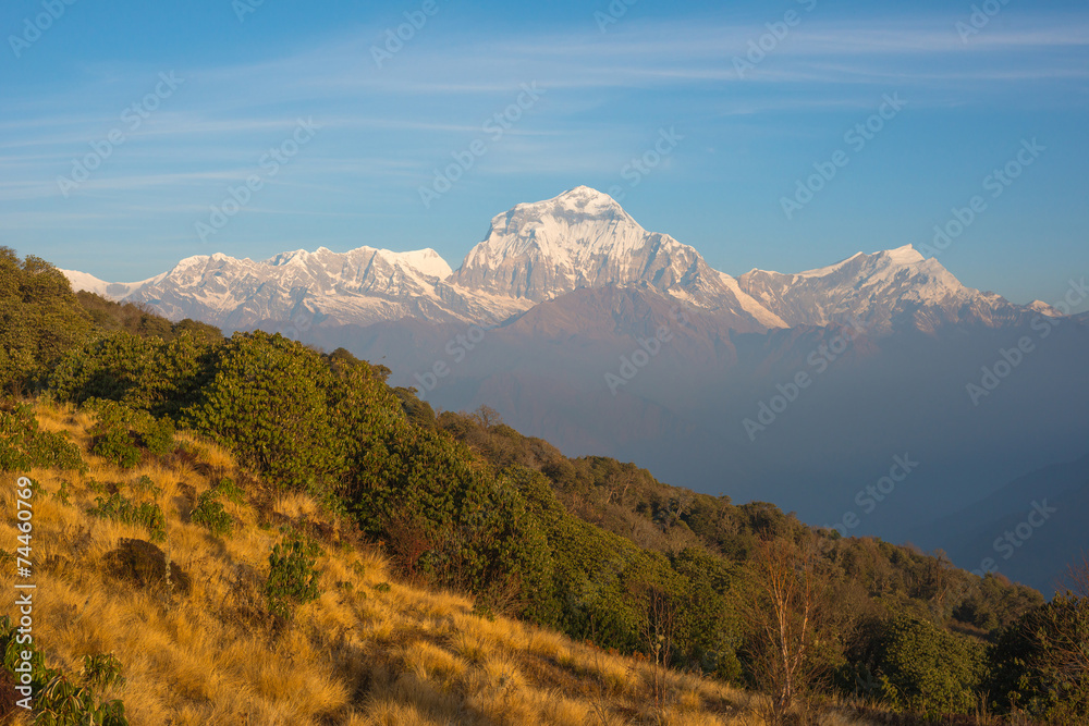 Snow mountain landscape in Nepal (Poonhill)
