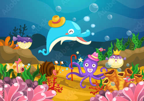 marine life under the sea vector