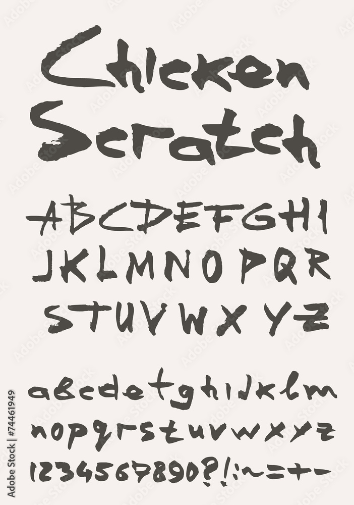 Grunge scratch type font, vintage typography