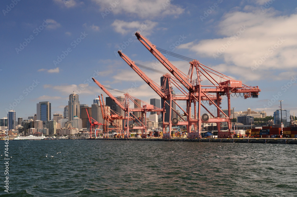Port of Seattle with downtown in background