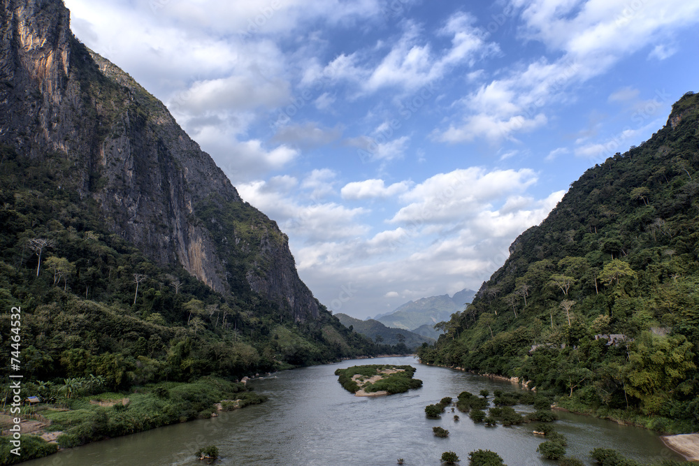 Ou River in Nong Khiaw, Laos