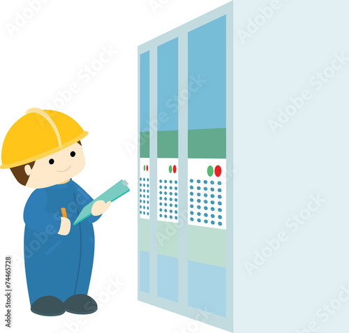 factory inspection info graphic illustration