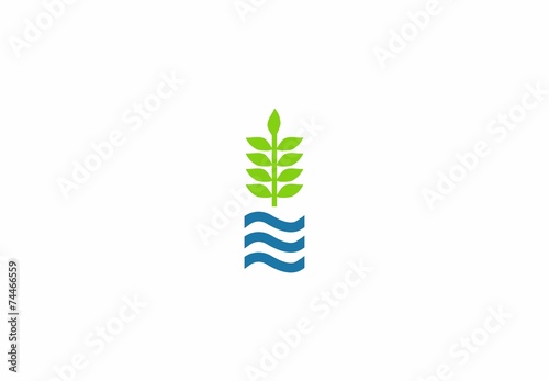 water  tree ecology plant clean abstract logo vector