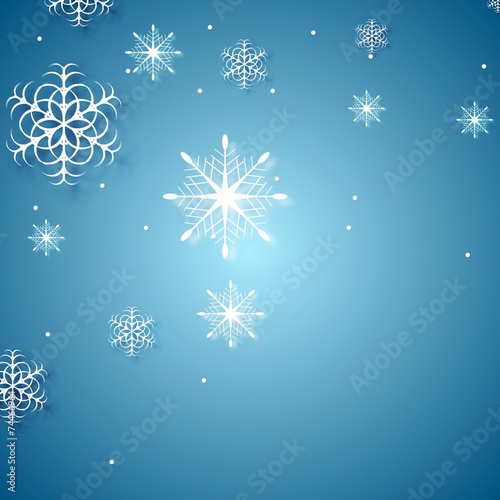 White snowflakes on blue background
