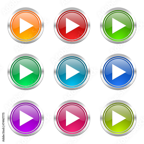 Free Download play colorful vector icons set - GFXLoad