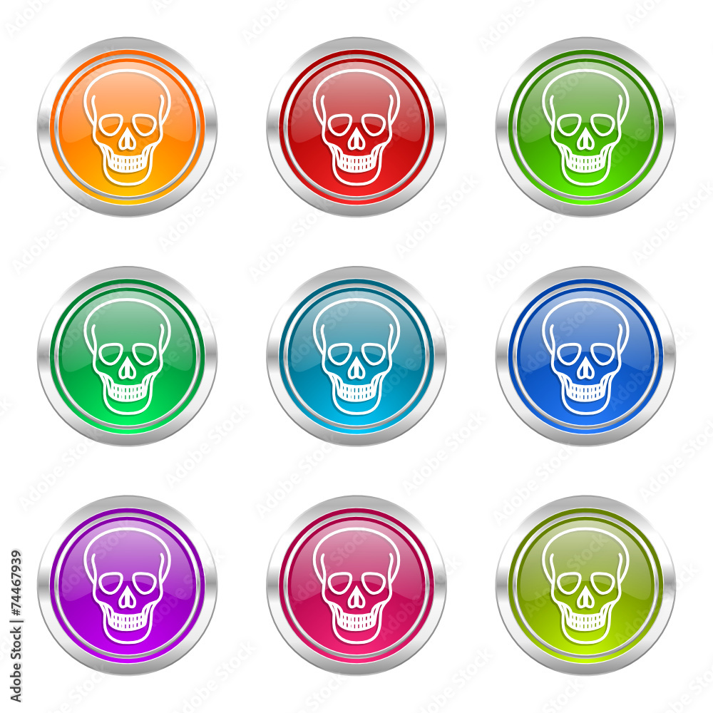 skull colorful vector icons set