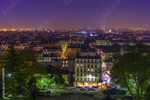 Paris, France. A view of the night city from Montmartre photo