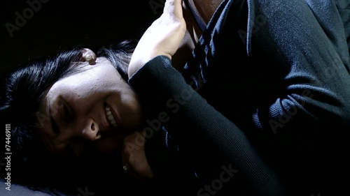 Desperate woman crying on the ground slow motion