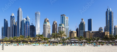 Panoramic view of famous skyscrapers and jumeirah beach