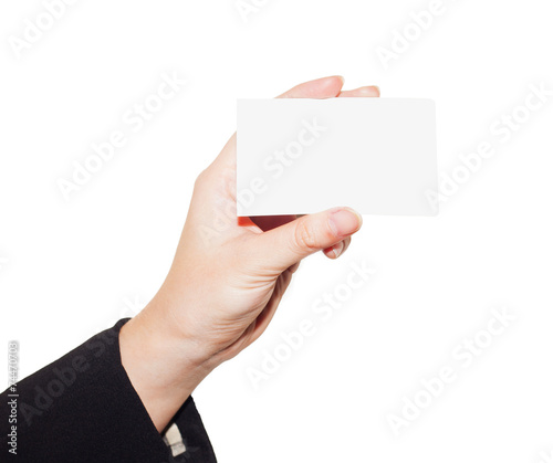 woman hand holding card