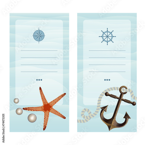 Business cards in a nautical theme.