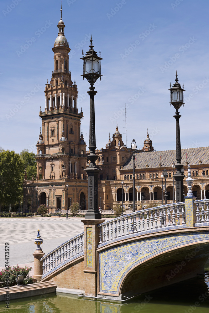 Panoramic of the Plaza of Spain, in Sevilla, Spain