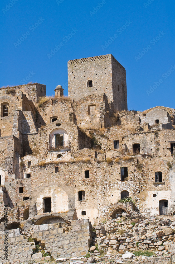 Panoramic view of Craco. Basilicata. Italy. Panoramic view of Craco. Basilicata. Italy.