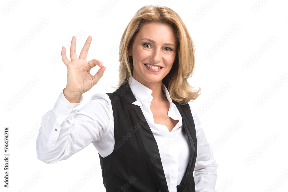 Laughing business woman in white shirt Laughing business woman in white shirt