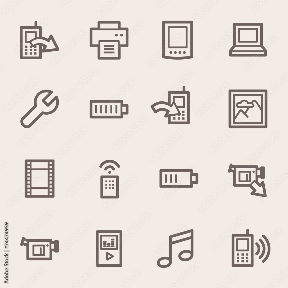 Mobile content web icons set