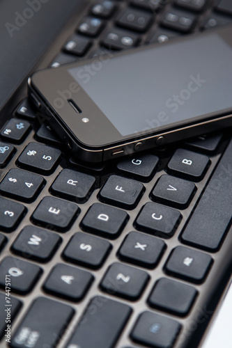Smartphone and laptop keyboard