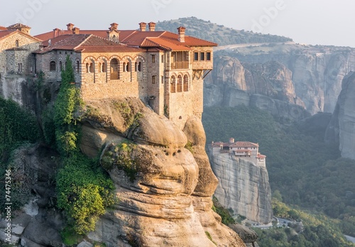 Monasteries build on top of sandstone ridge photo