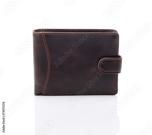Mens brown wallet on a white background