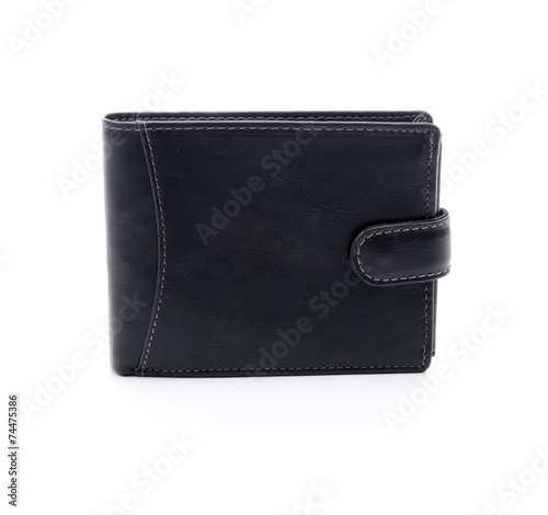 Mens black wallet on a white background