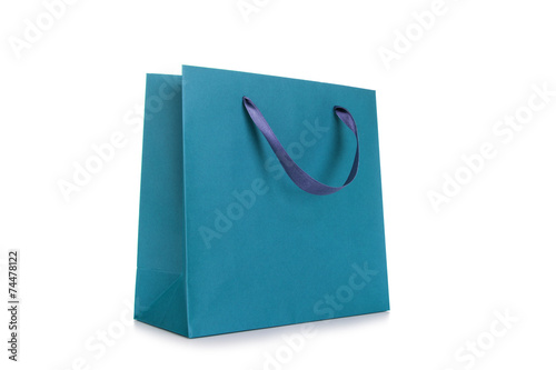 Paper shopping bags isolated on white photo
