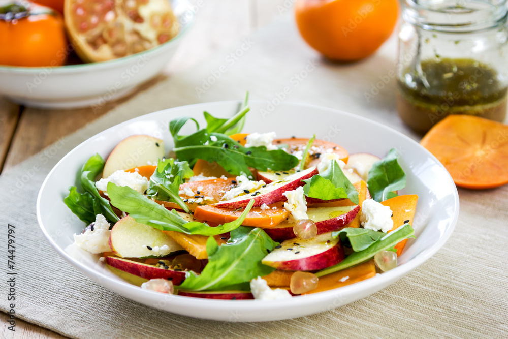 Apple with Persimmon and Feta salad Apple with Persimmon and Feta salad