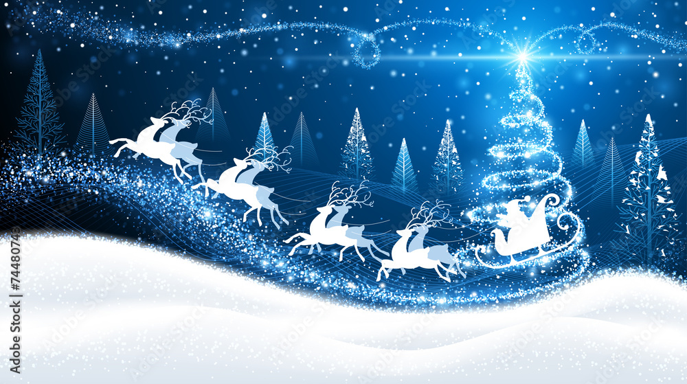 Christmas background with Santa - obrazy, fototapety, plakaty 