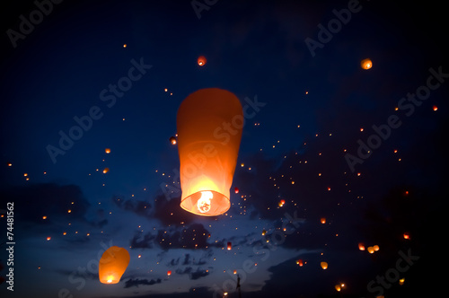 flying lantern on festival of lights