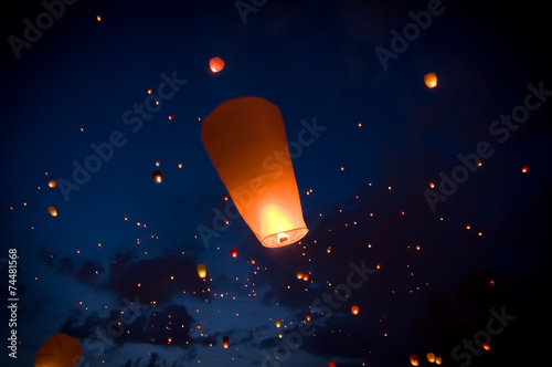 Flying lantern on festival