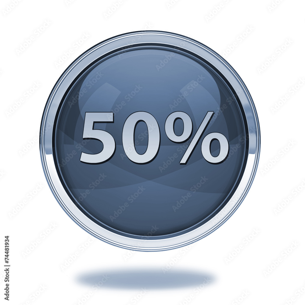Fivety percent pointer icon on white background Fivety percent pointer icon on white background