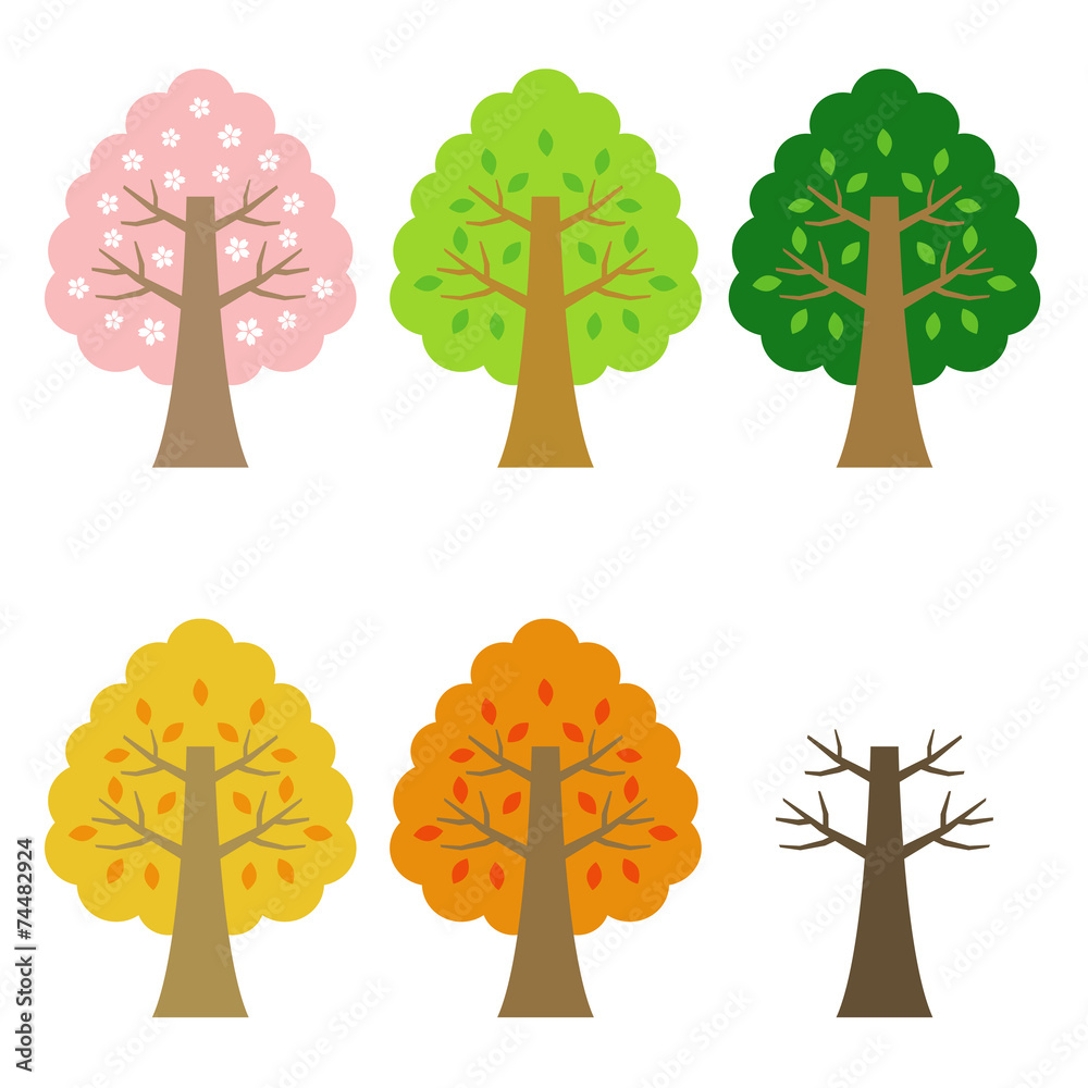 木 春夏秋冬 Vector Eps10 Stock Vector Adobe Stock