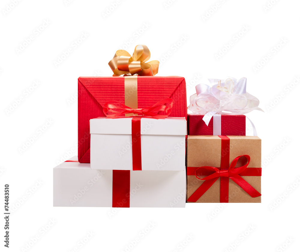 Fototapeta premium Christmas presents. Gift boxes with ribbons.