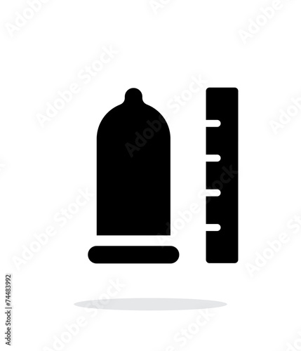 Condom with ruler icon on white background.